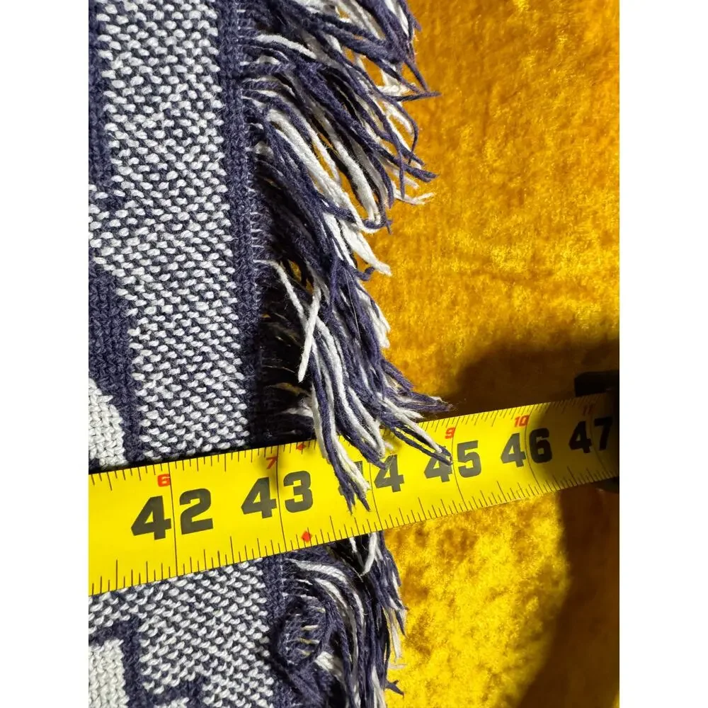 VTG Pawhuska Oklahoma Tapestry Throw Osage County NAVY BLUE 45x64, Fringe READ